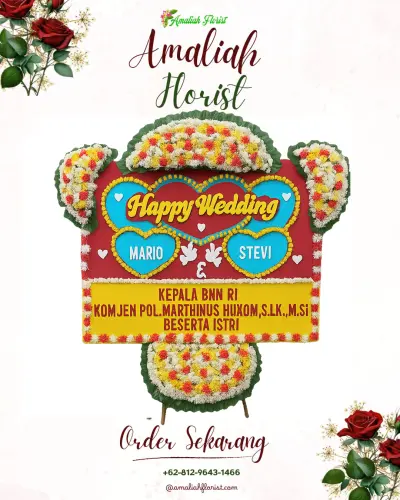 Karangan Papan Bunga Pernikahan di Curahgrinting